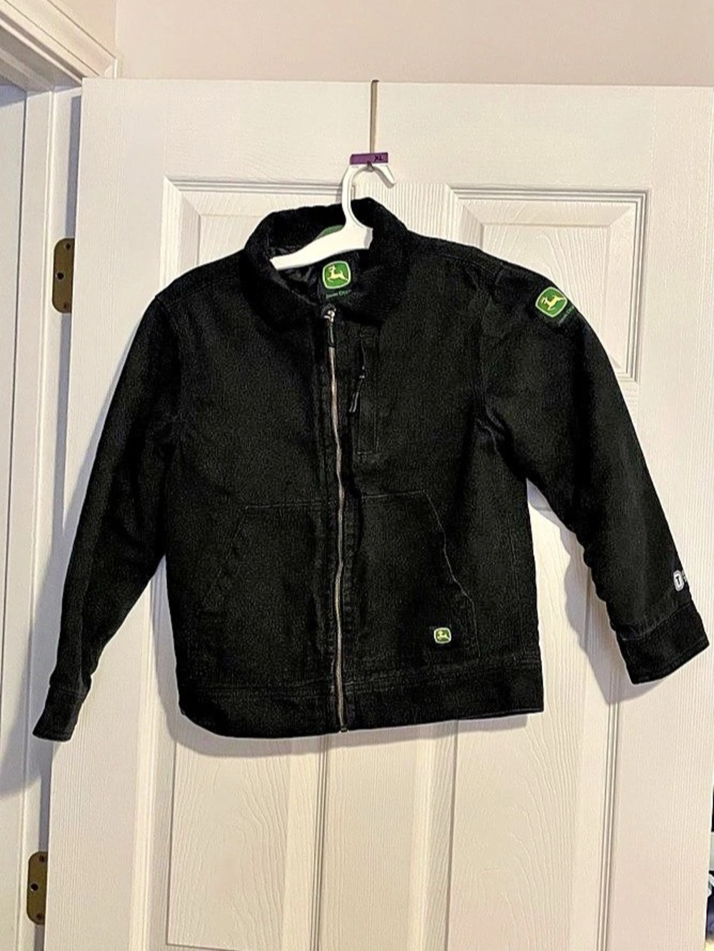 John Deere Boys Canvas Tractor Jacket Black Size Medium